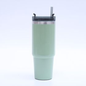 1pc Stainless Steel Vacuum Mug; Home; Office Or Car Vacuum Flask; Insulation Cup With Straw; Insulated Tumbler (Color: Green)