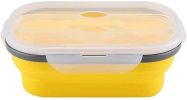 Lunch Box Collapsible Silicone Food Storage with Fork Spoon Expandable Eco Lunch Bento Box BPA-Free Dishwasher Freezer Microwave Safe